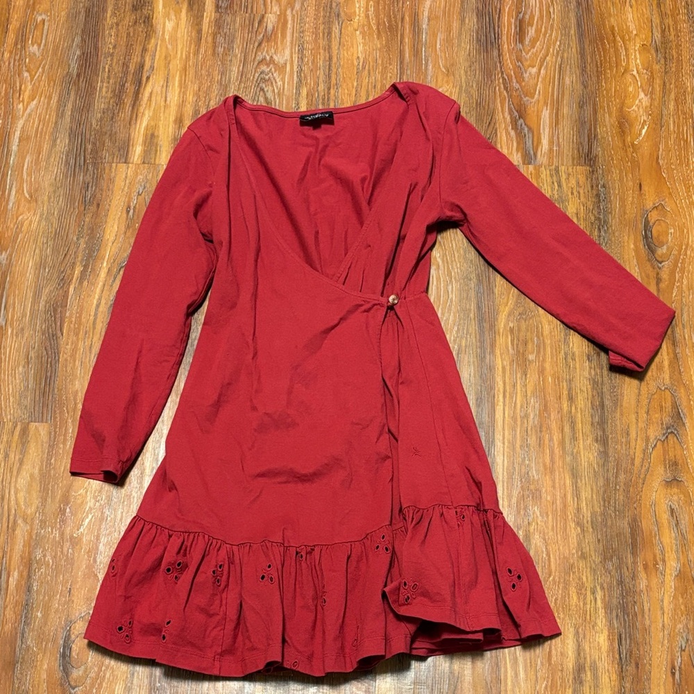 Chic Long Sleeve Red Dress